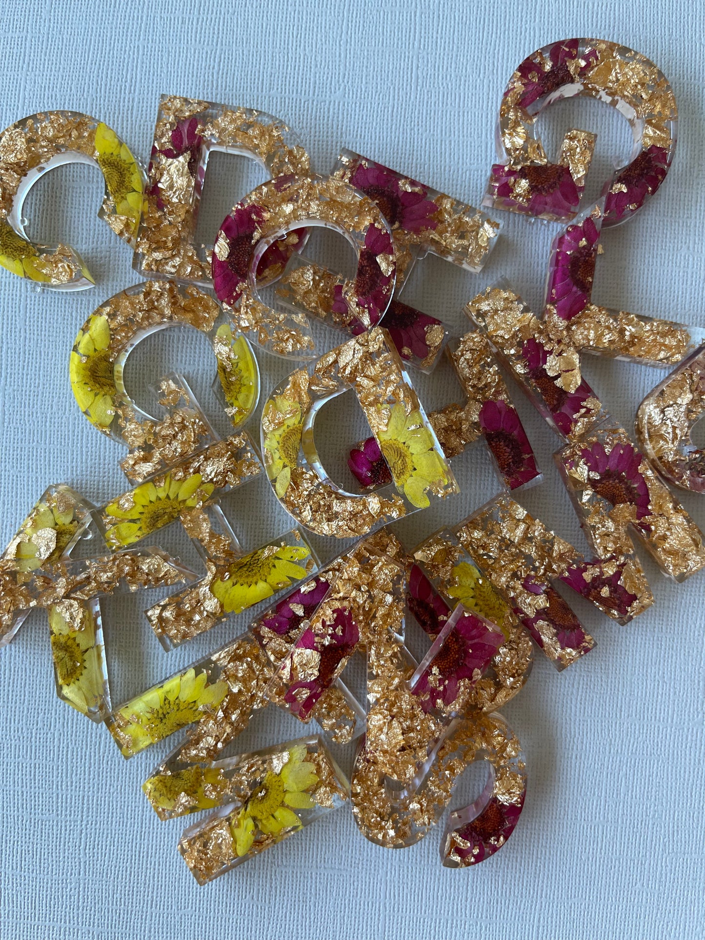 Dried Flower & Gold Leaf Keychain