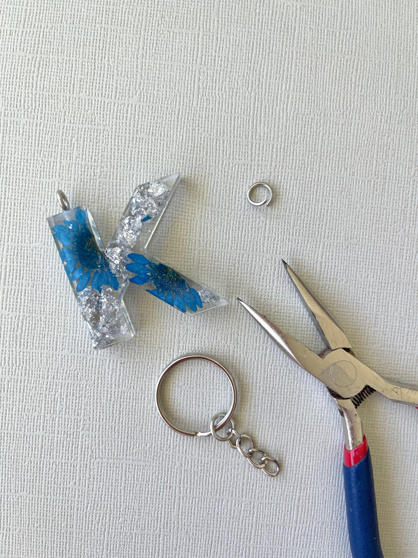 Dried Flower & Silver Keychain