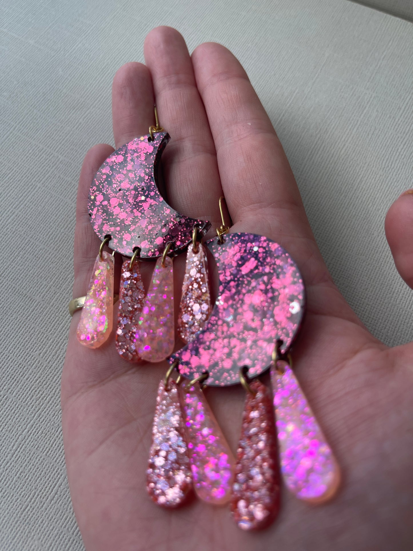 Glitter Moon Dangles