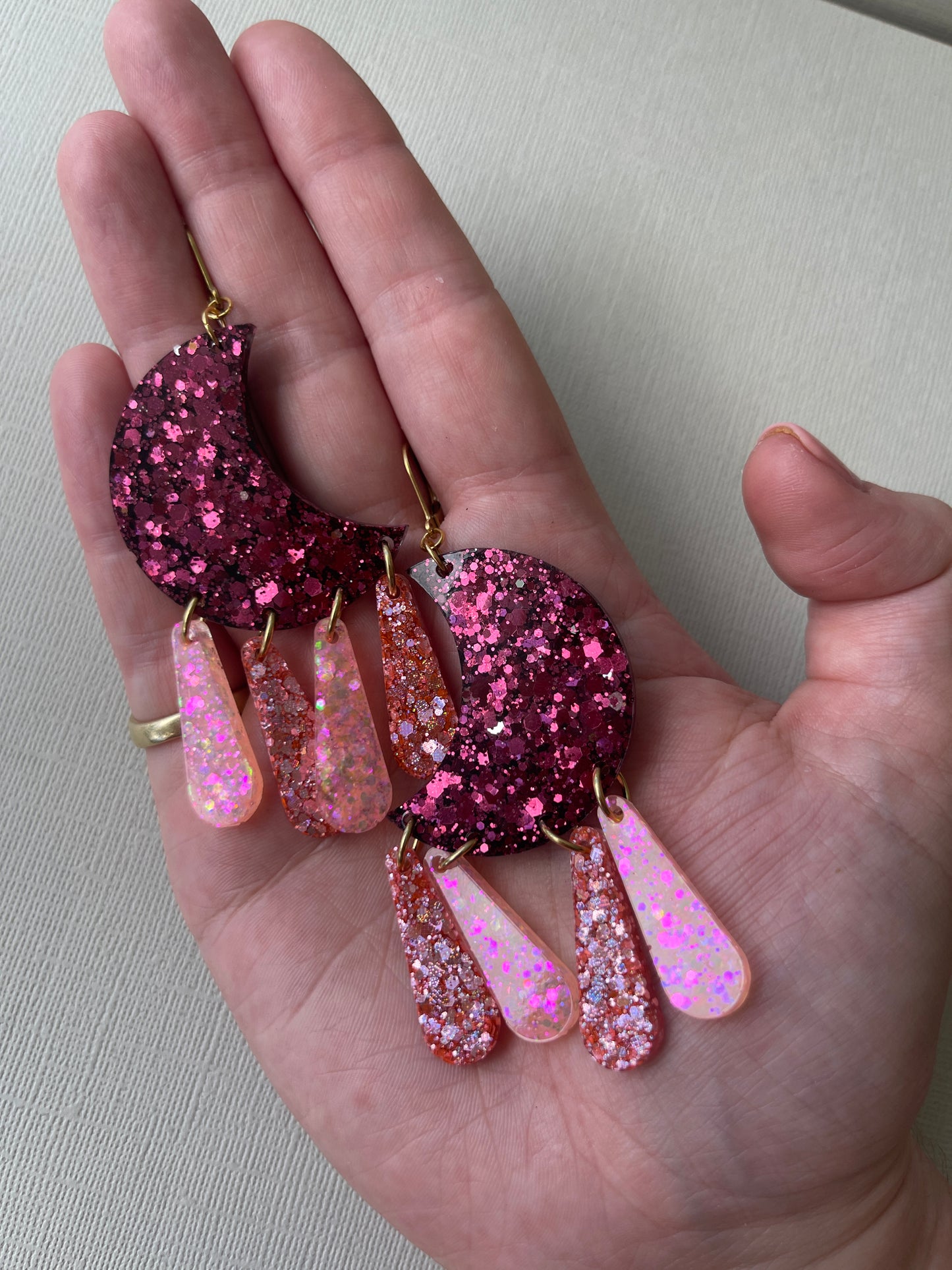 Glitter Moon Dangles