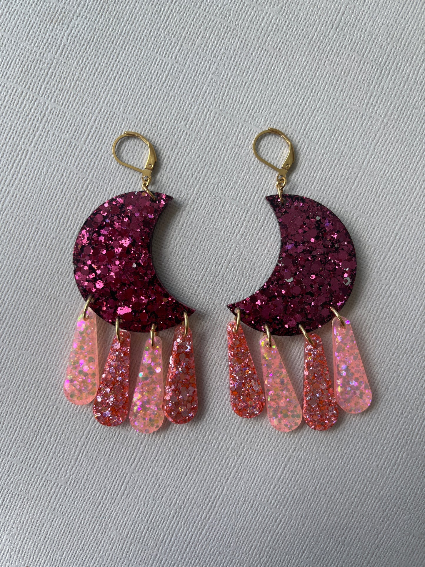 Glitter Moon Dangles