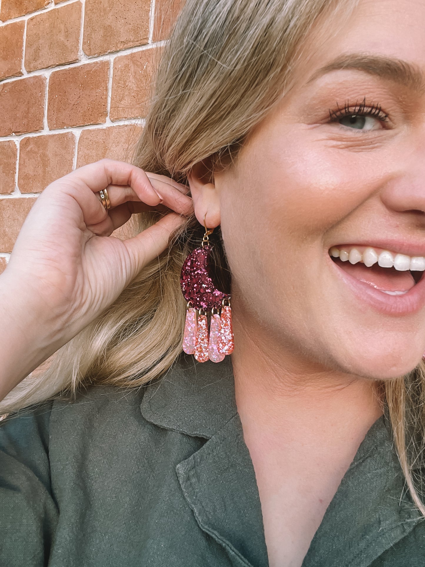Glitter Moon Dangles