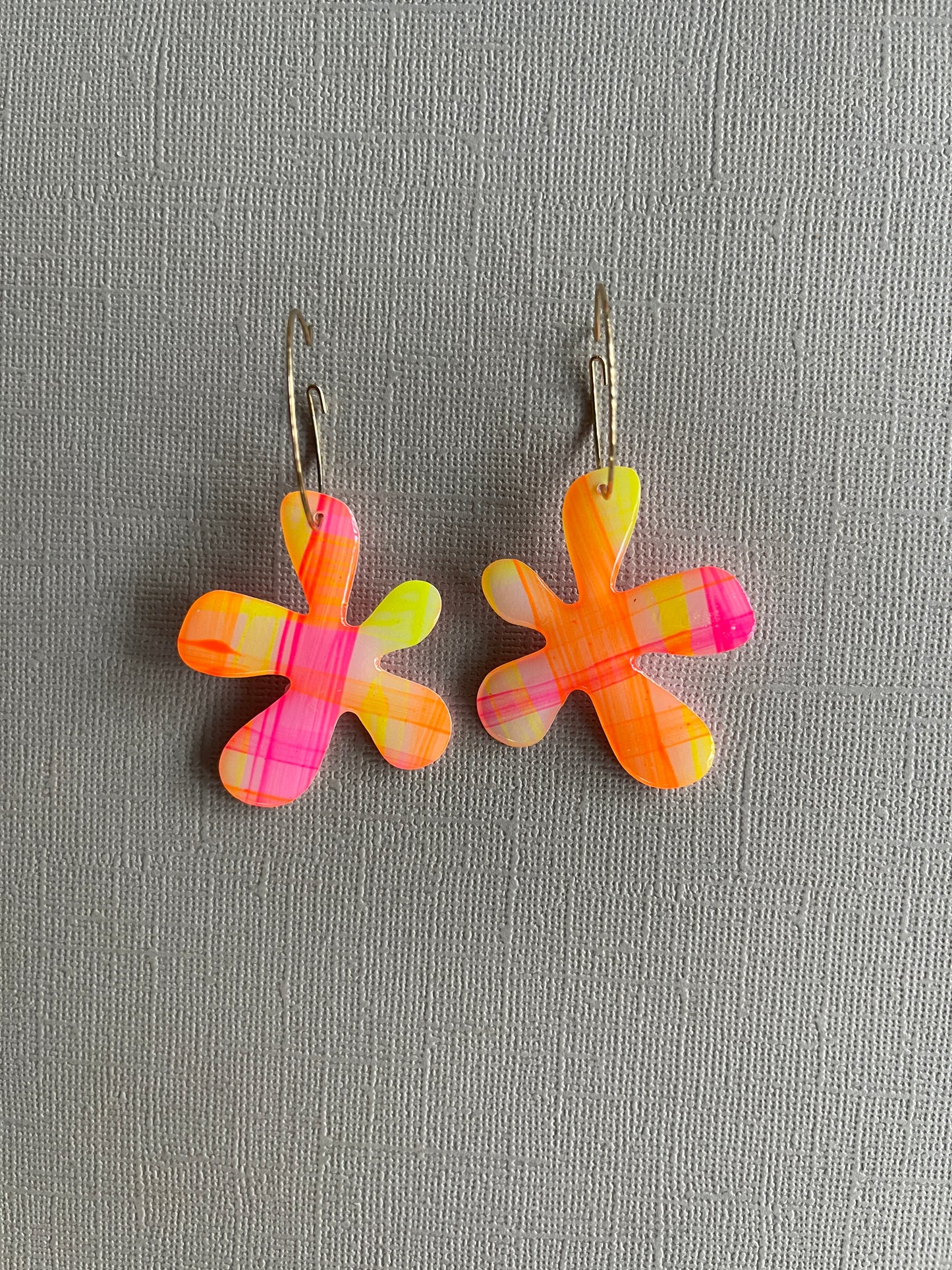Neon Gingham - Daisy Hoops