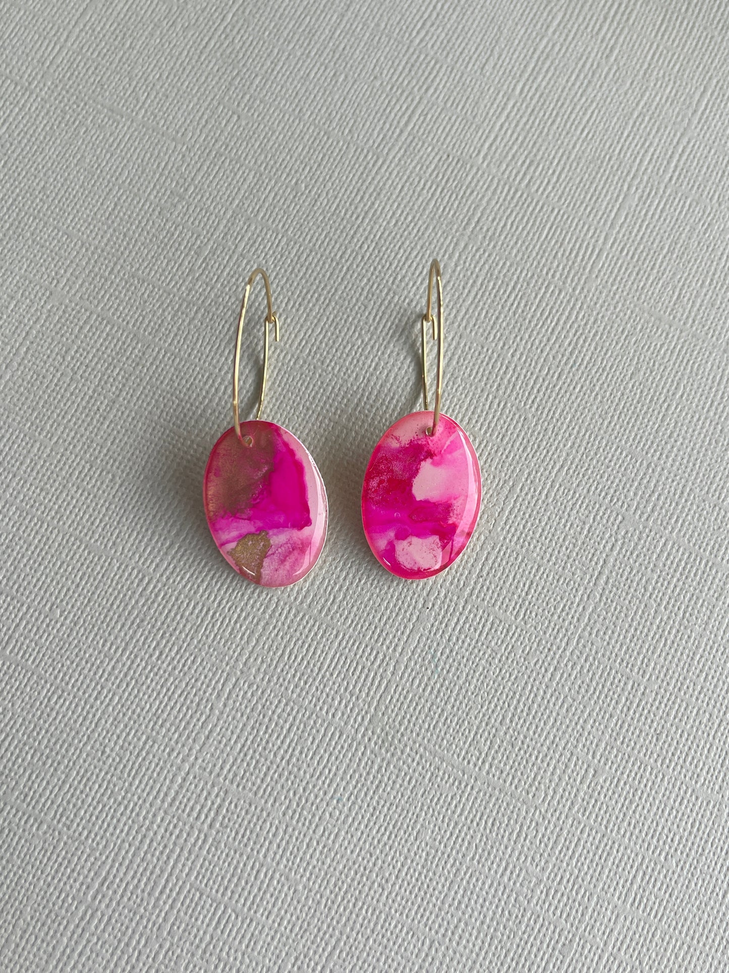 Pink Marble - Oval Hoop
