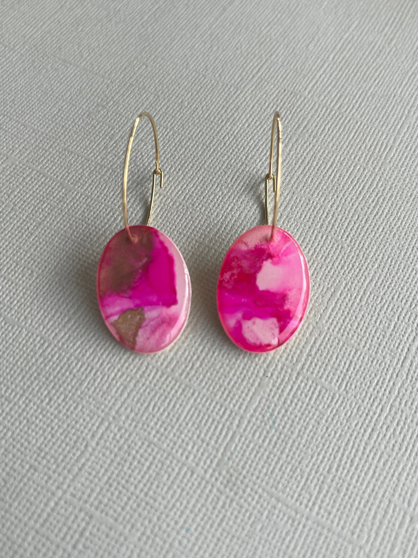 Pink Marble - Oval Hoop