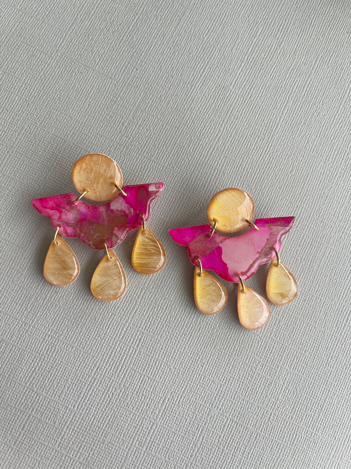 Pink Marble - Teardrop Dangle