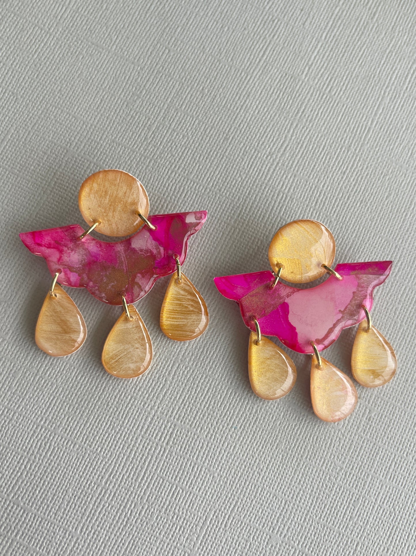 Pink Marble - Teardrop Dangle