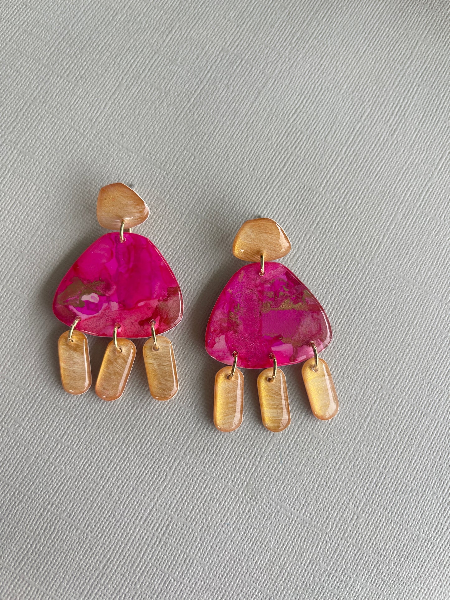 Pink Marble - Stud Dangle