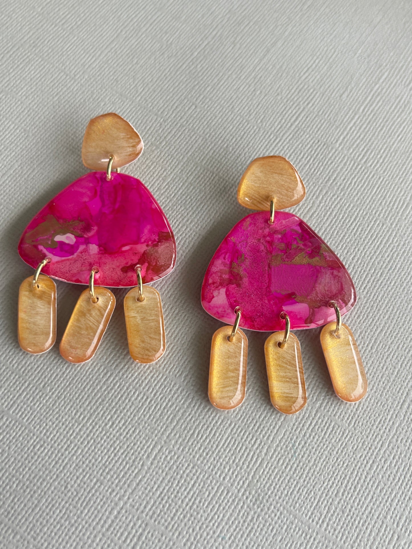 Pink Marble - Stud Dangle