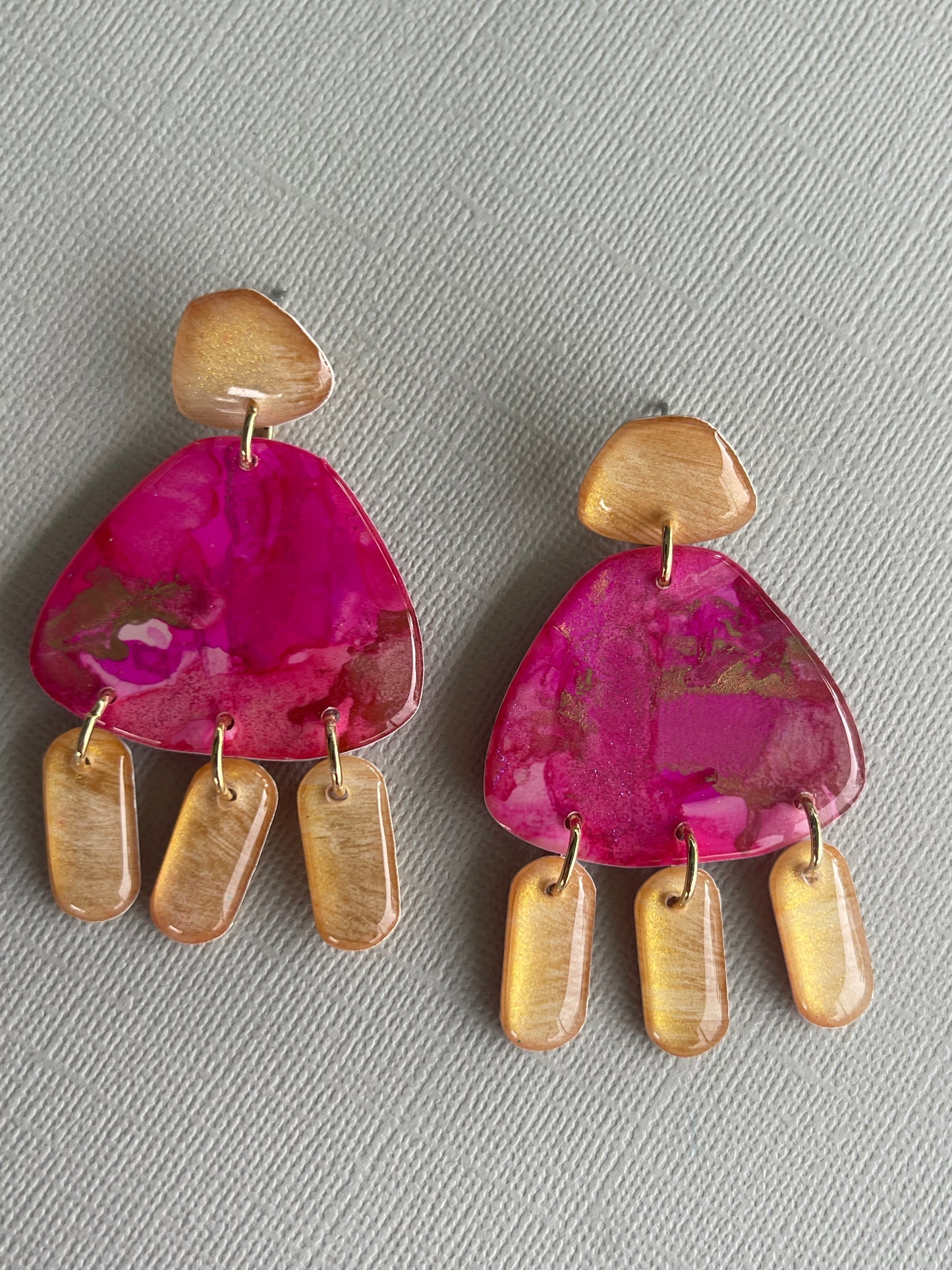 Pink Marble - Stud Dangle