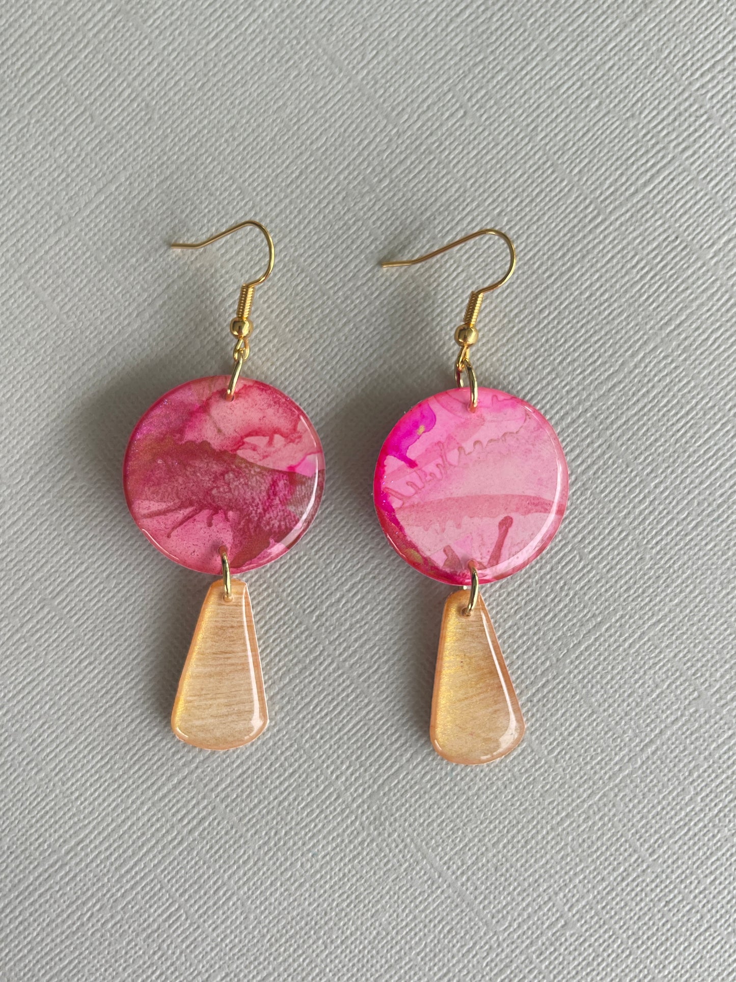 Pink Marble - Circle Dangle
