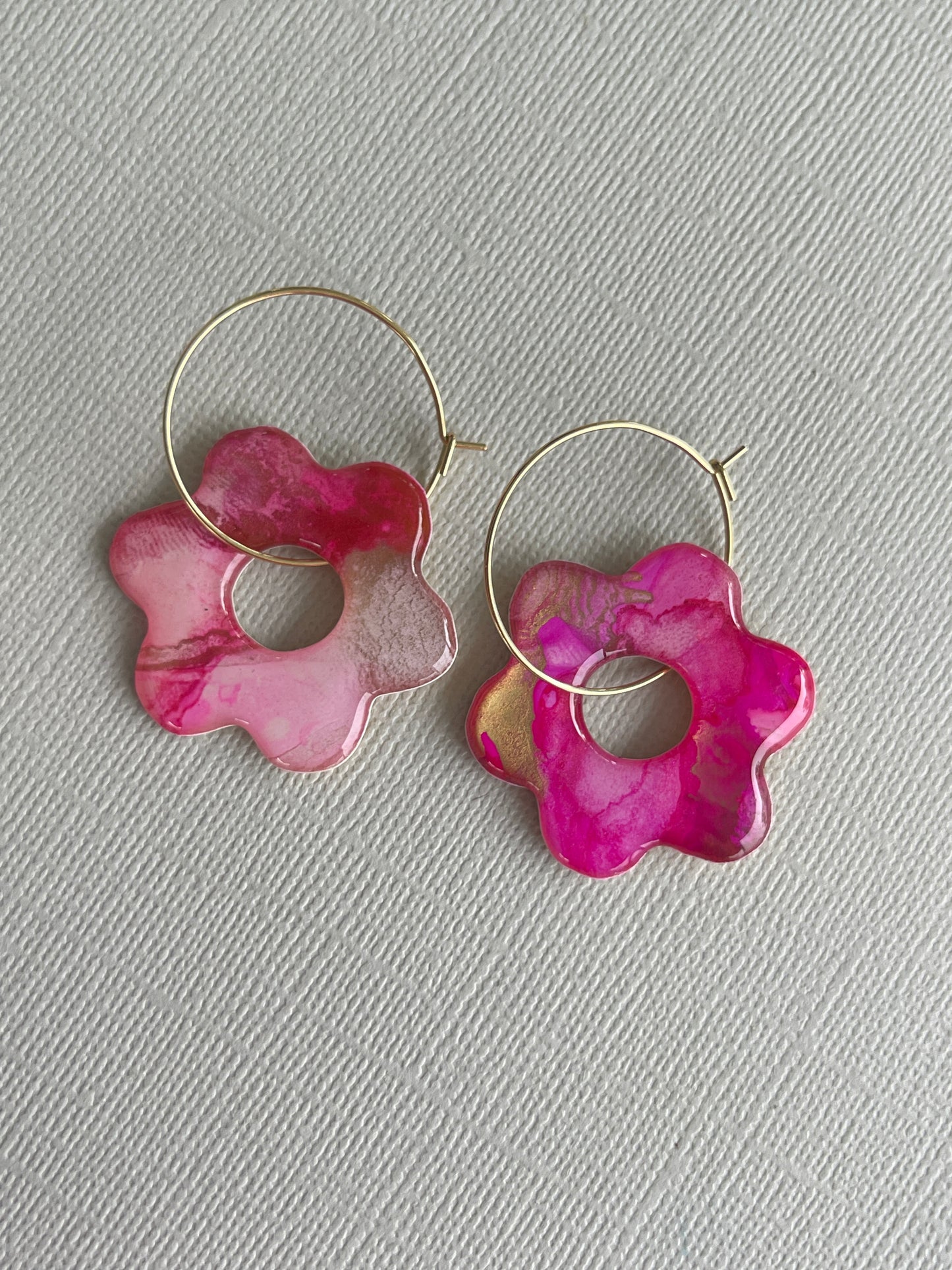 Pink Marble - Flower Hoop