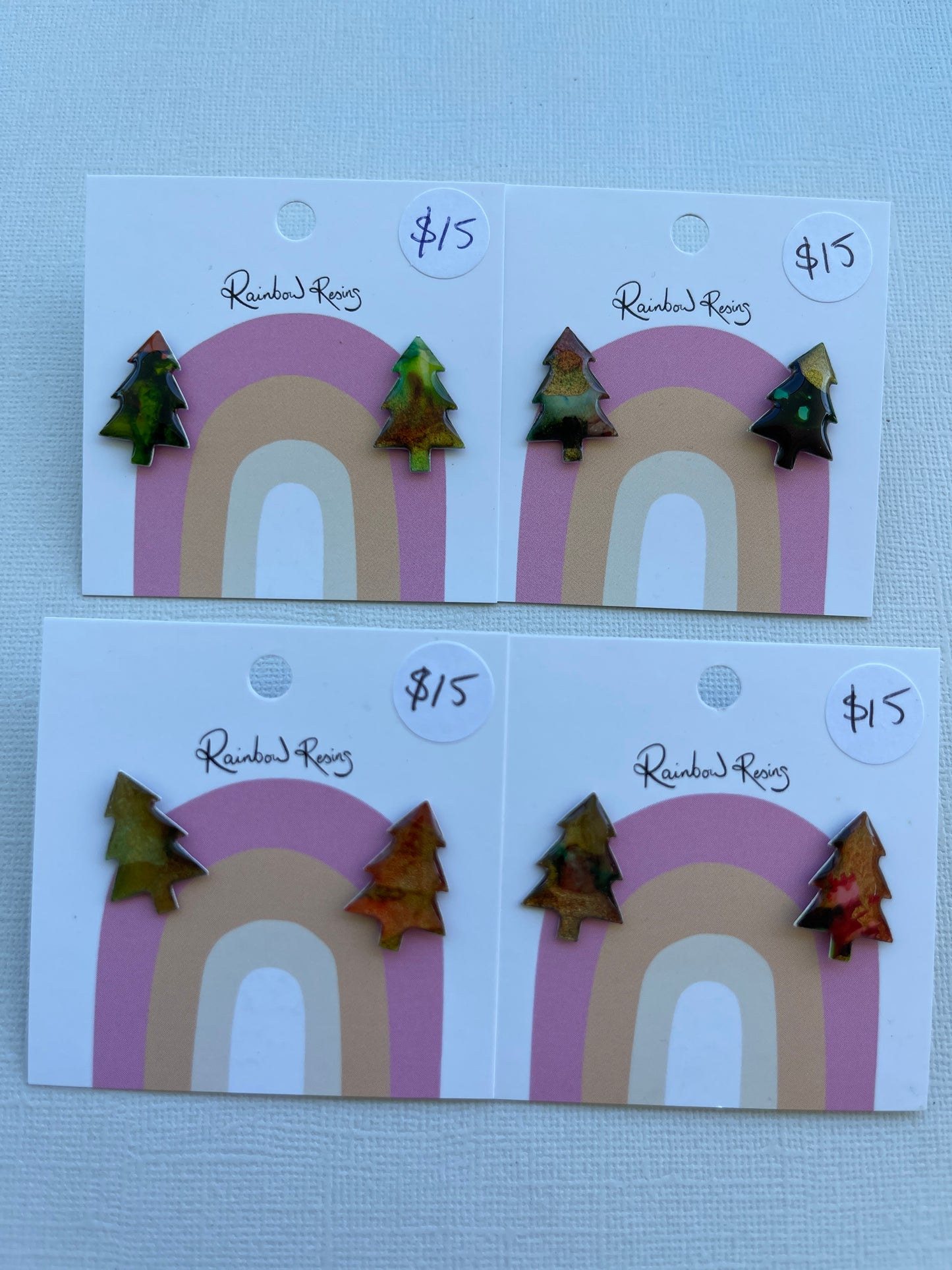 Christmas Tree Stud - Christmas Marble