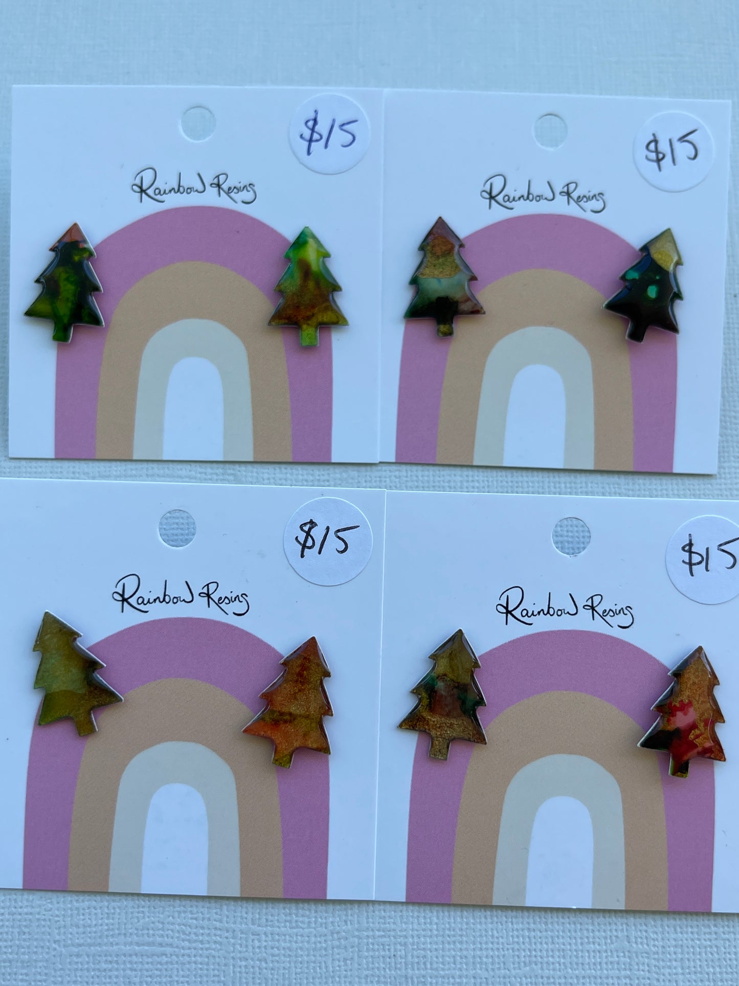 Christmas Tree Stud - Christmas Marble
