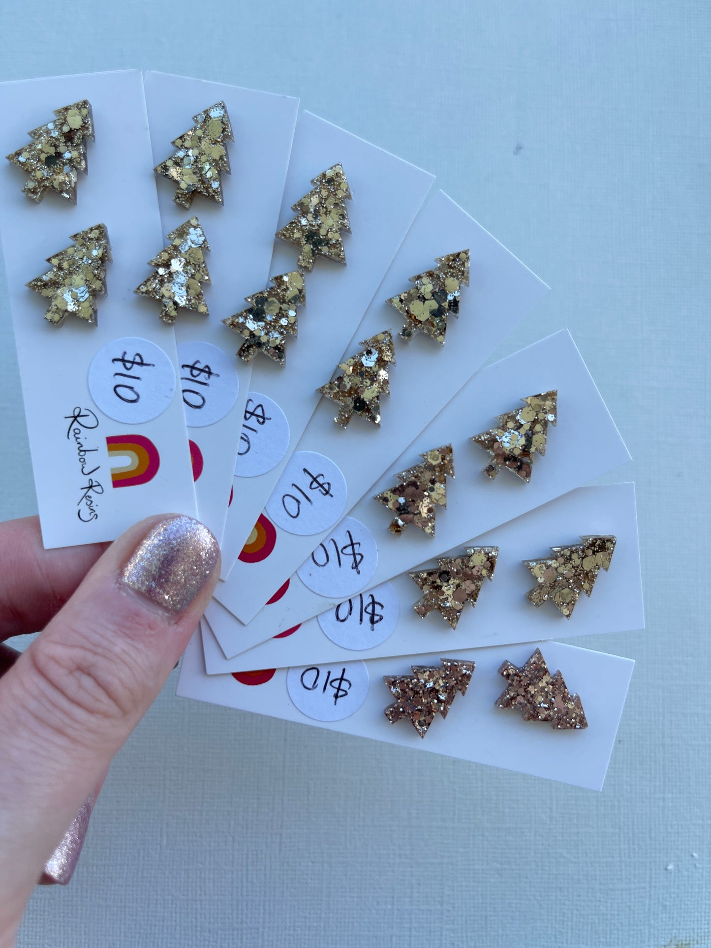 Christmas Tree Stud - Antique Gold