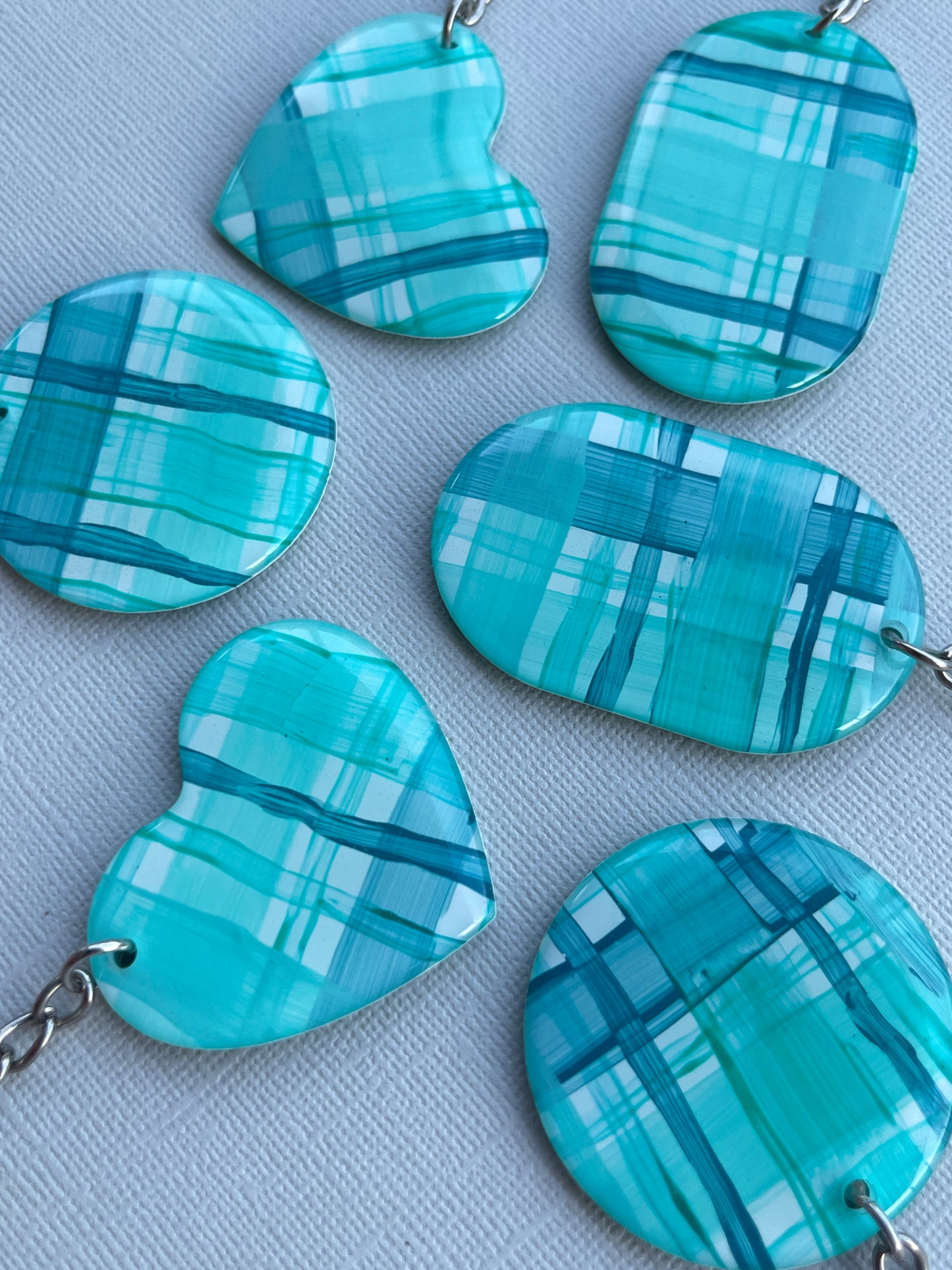 Teal Gingham Keychain