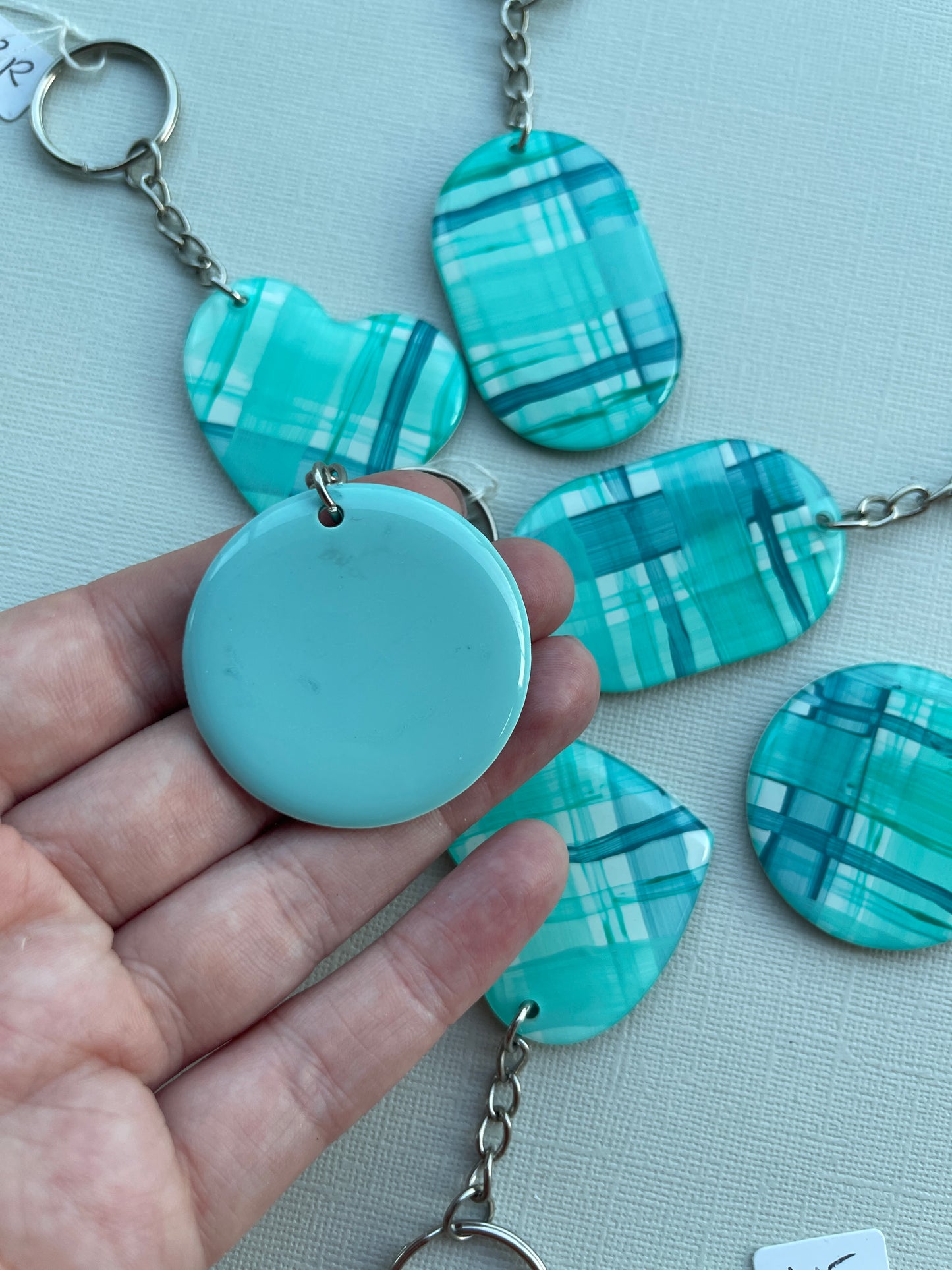 Teal Gingham Keychain