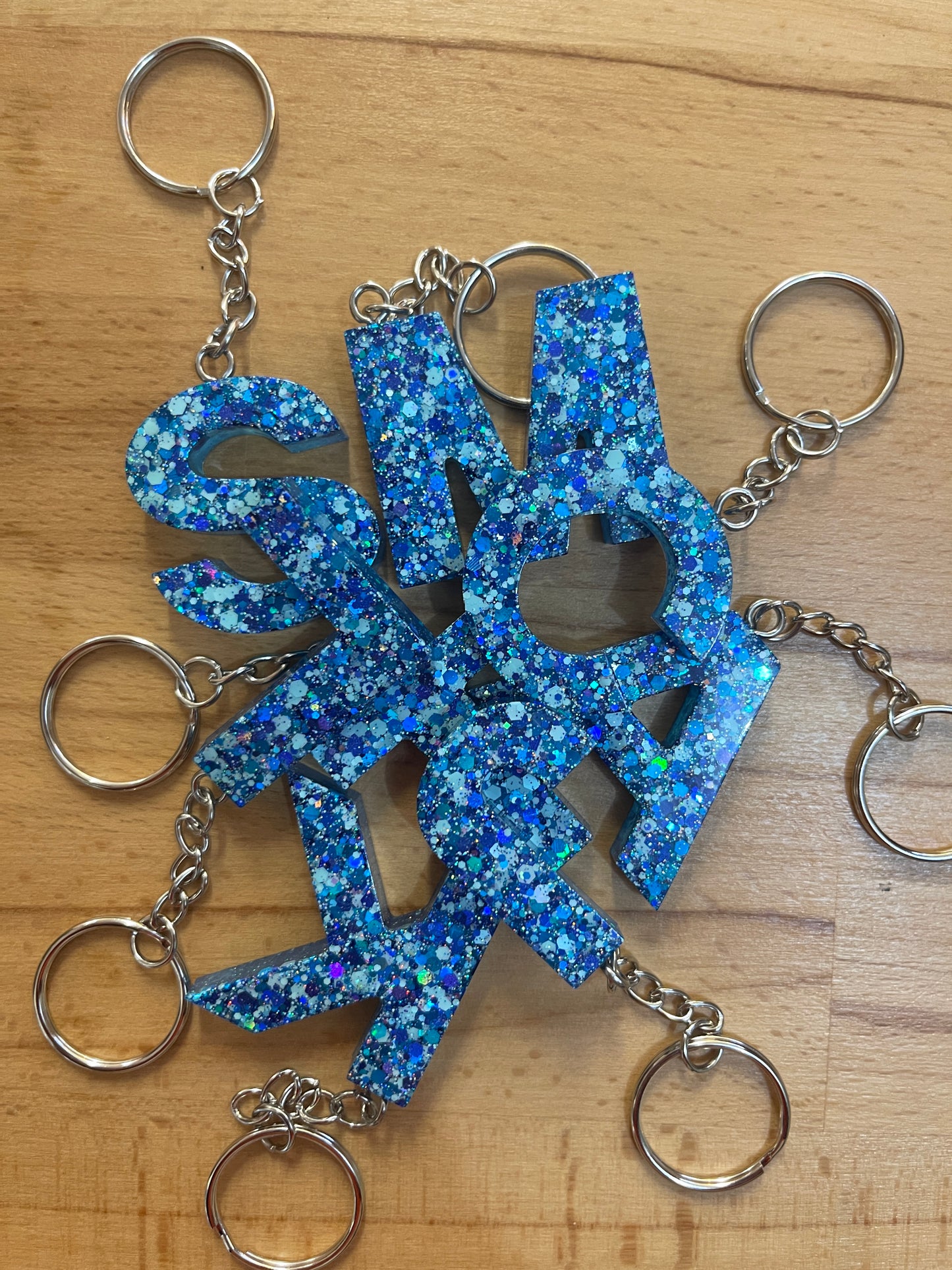 Blue Glitter Keychain
