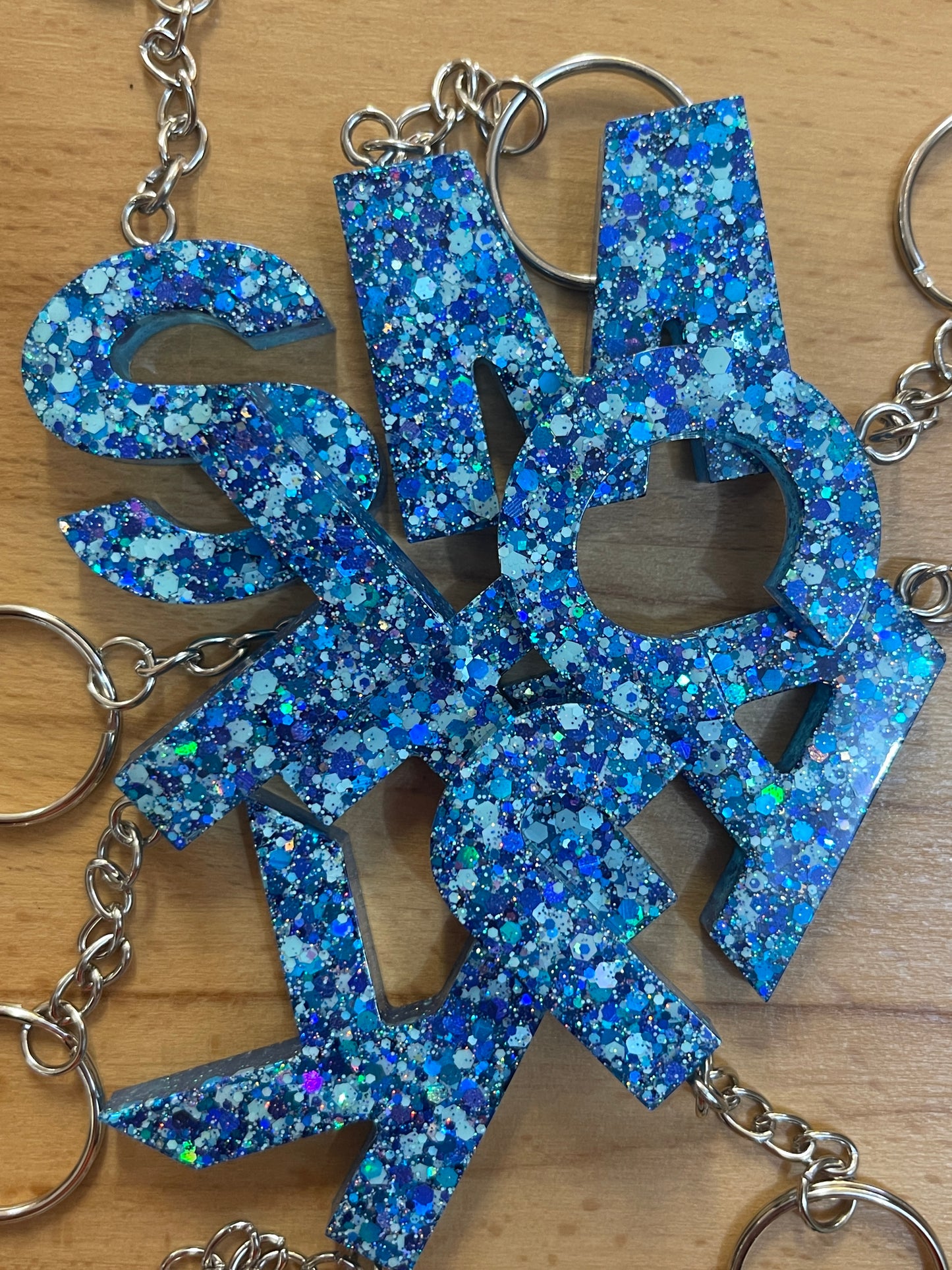 Blue Glitter Keychain