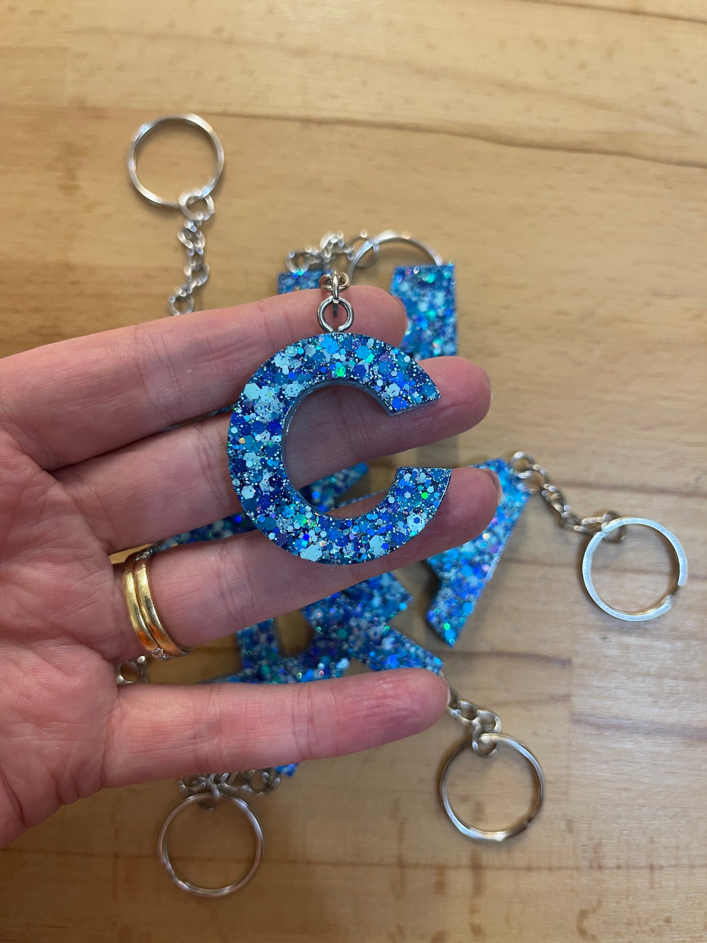 Blue Glitter Keychain