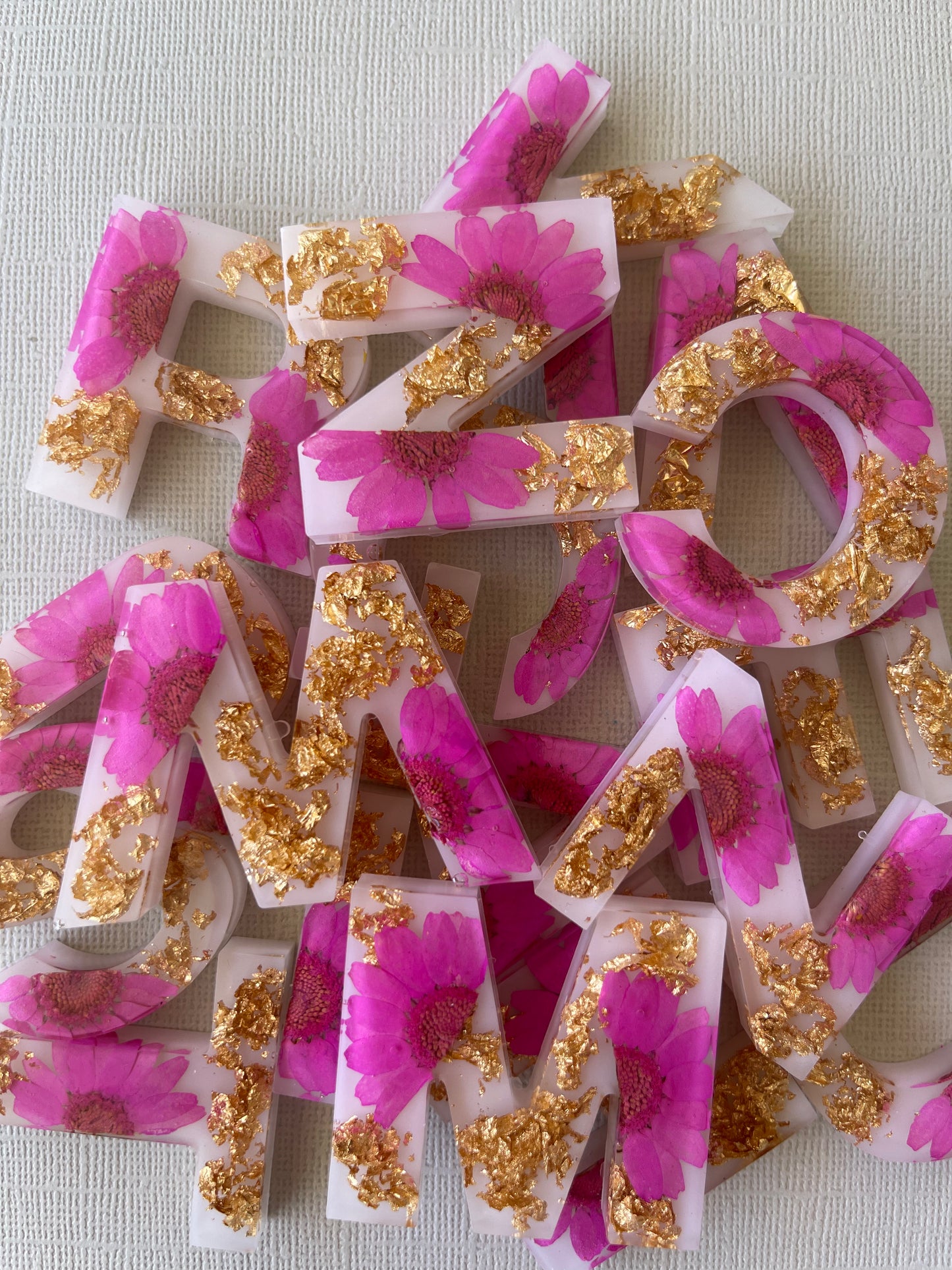 Dried Flower with White Backing Keychain