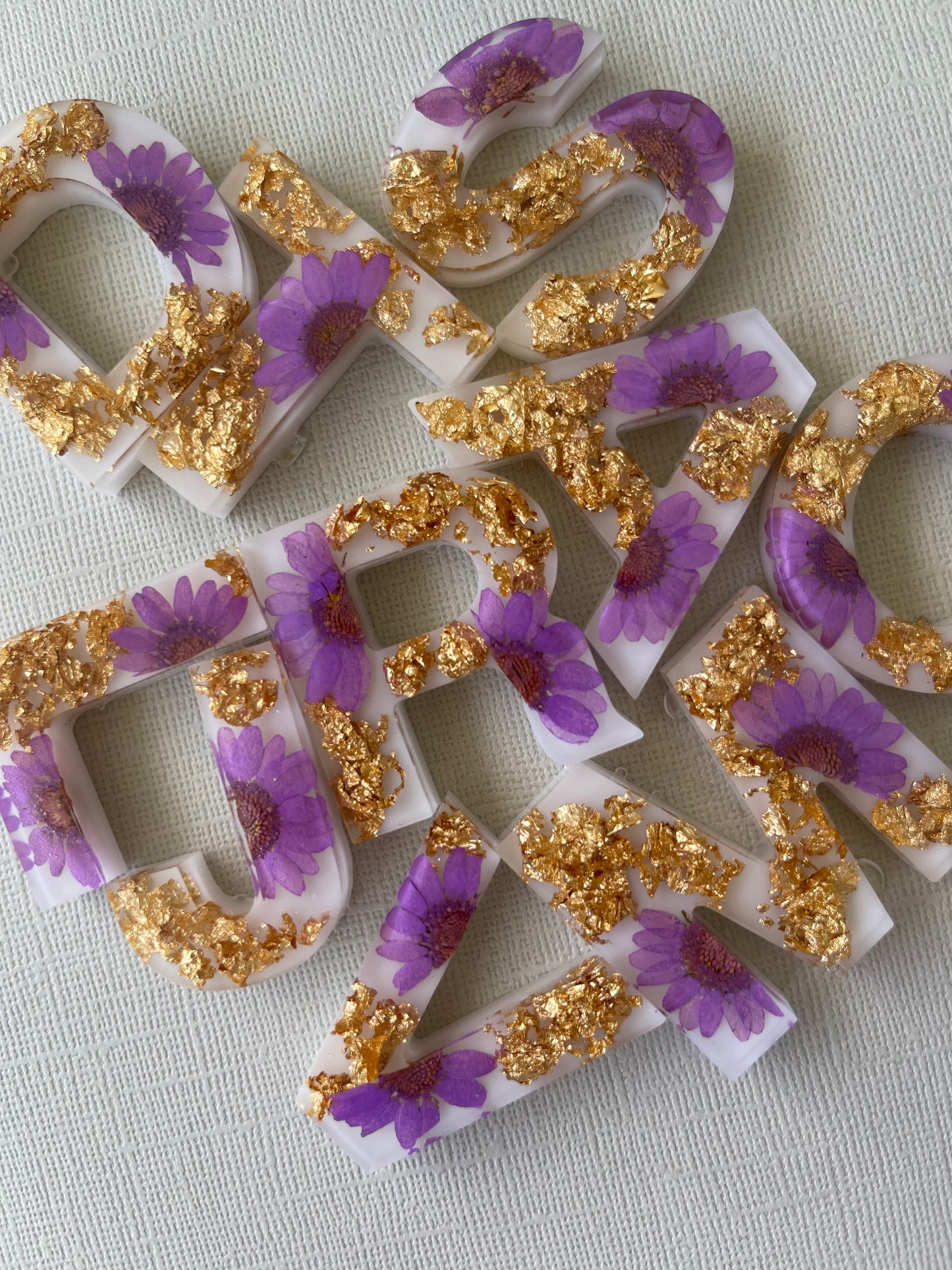 Dried Flower with White Backing Keychain