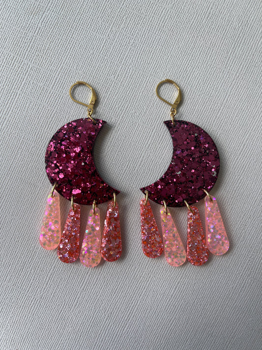Glitter Moon Dangles