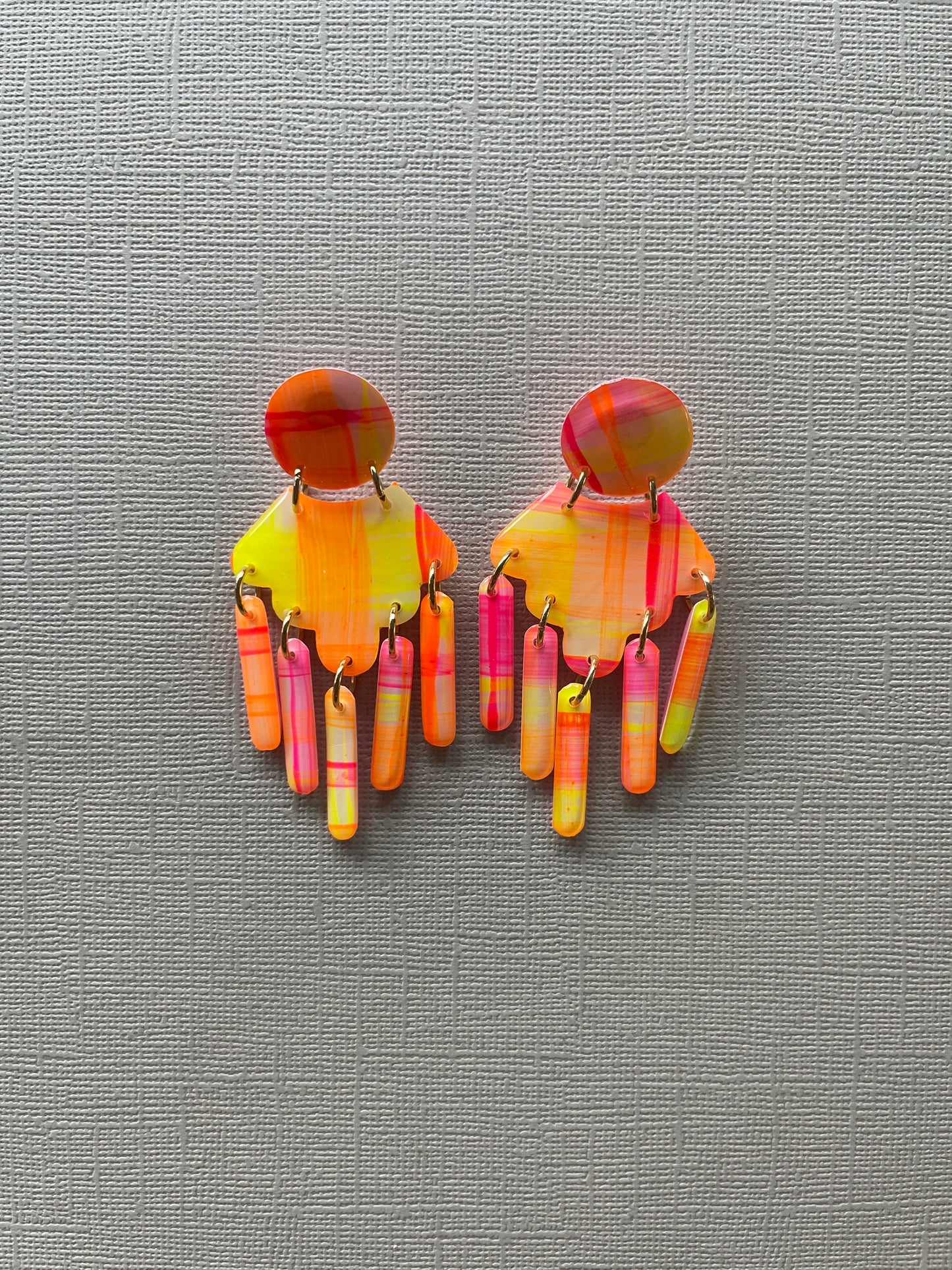 Neon Gingham - Large Dangles