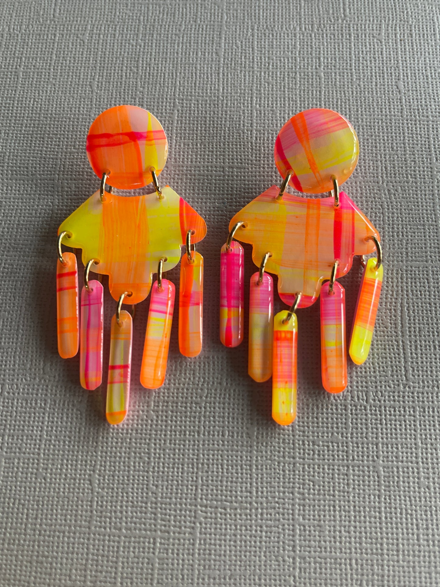 Neon Gingham - Large Dangles