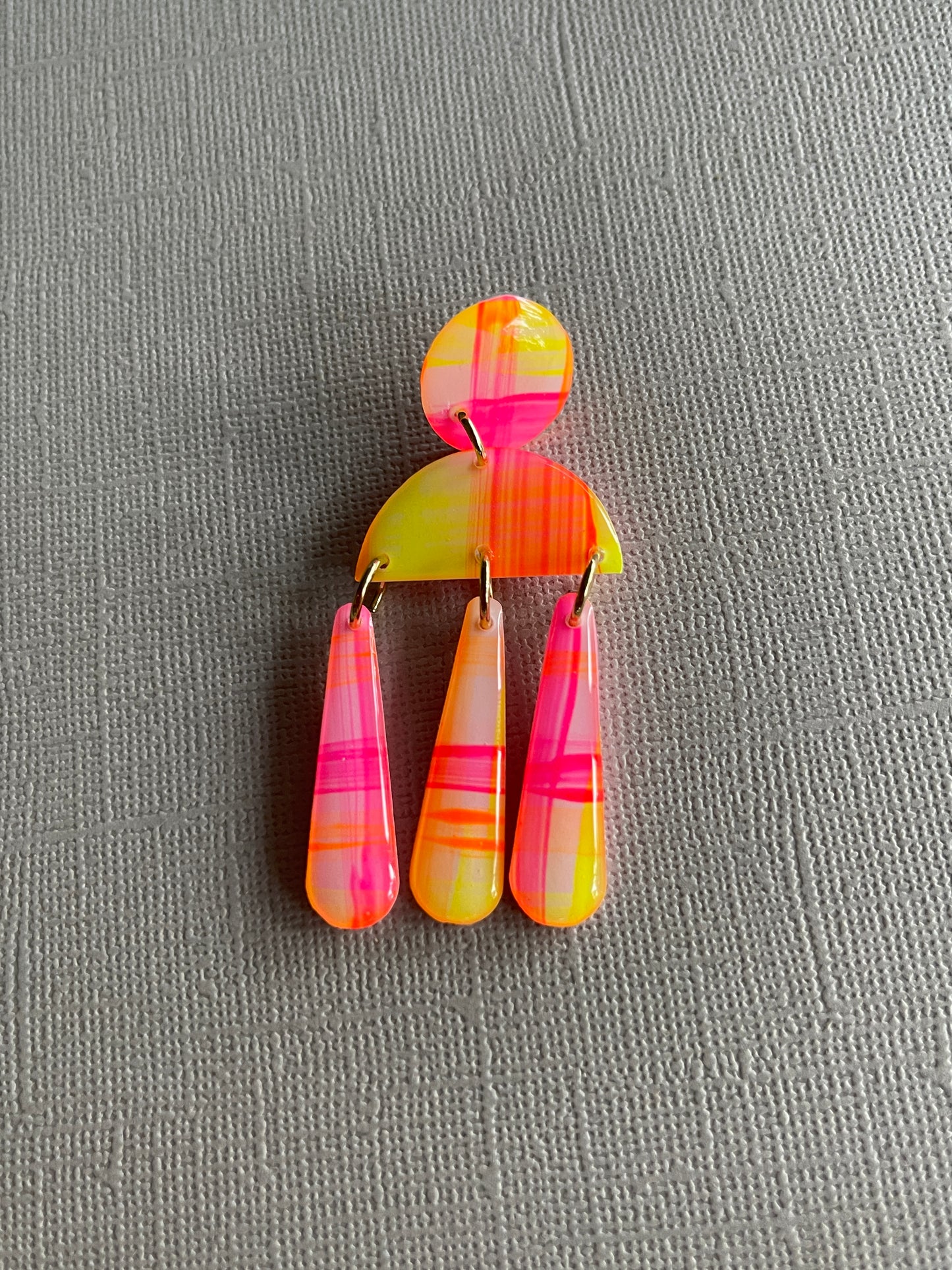 Neon Gingham - Stud Dangle