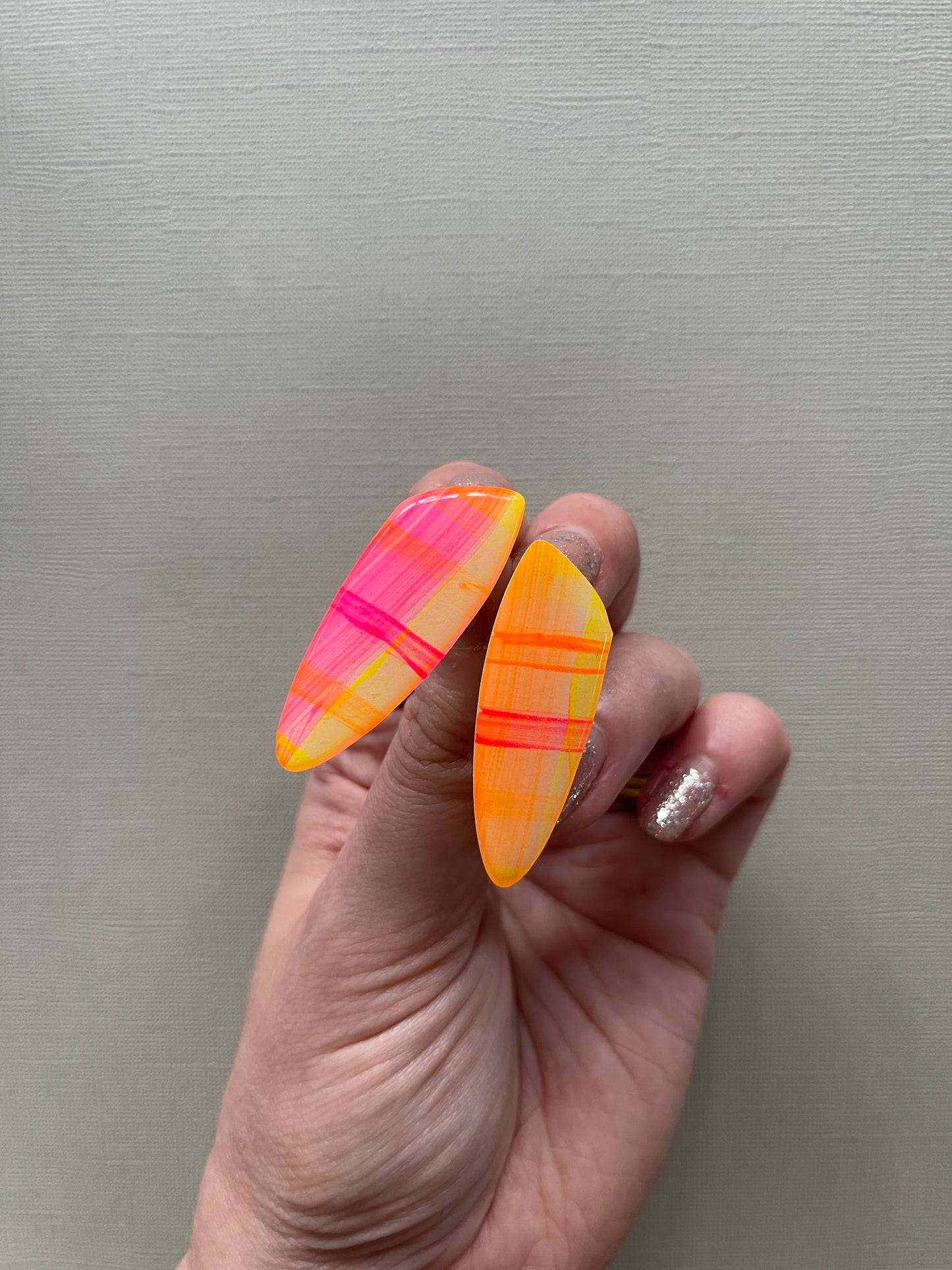 Neon Gingham Studs
