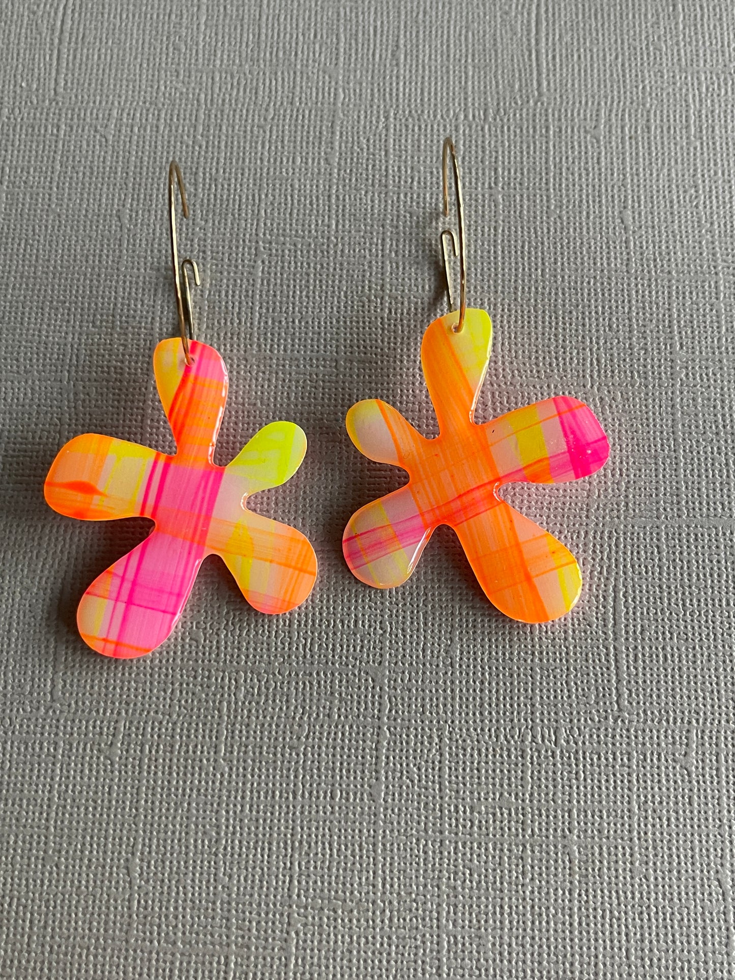 Neon Gingham - Daisy Hoops