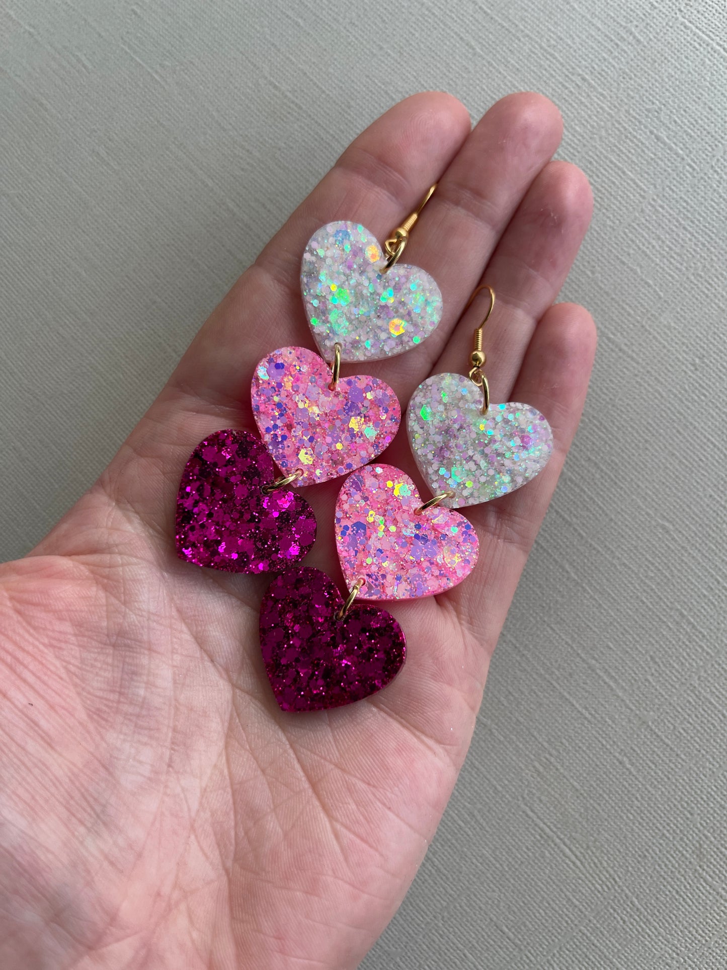 Glitter Heart Trio