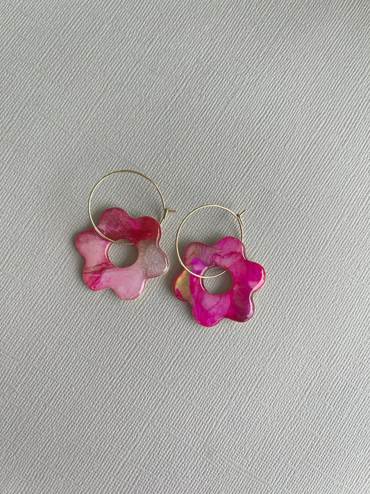 Pink Marble - Flower Hoop