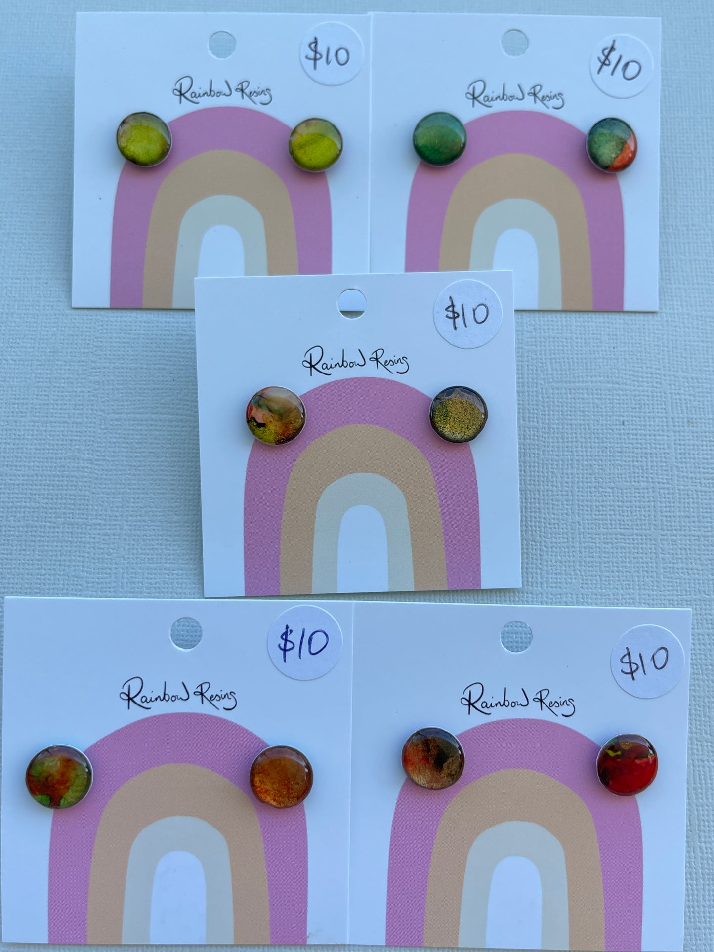 Circle Stud 1.2cm - Christmas Marble