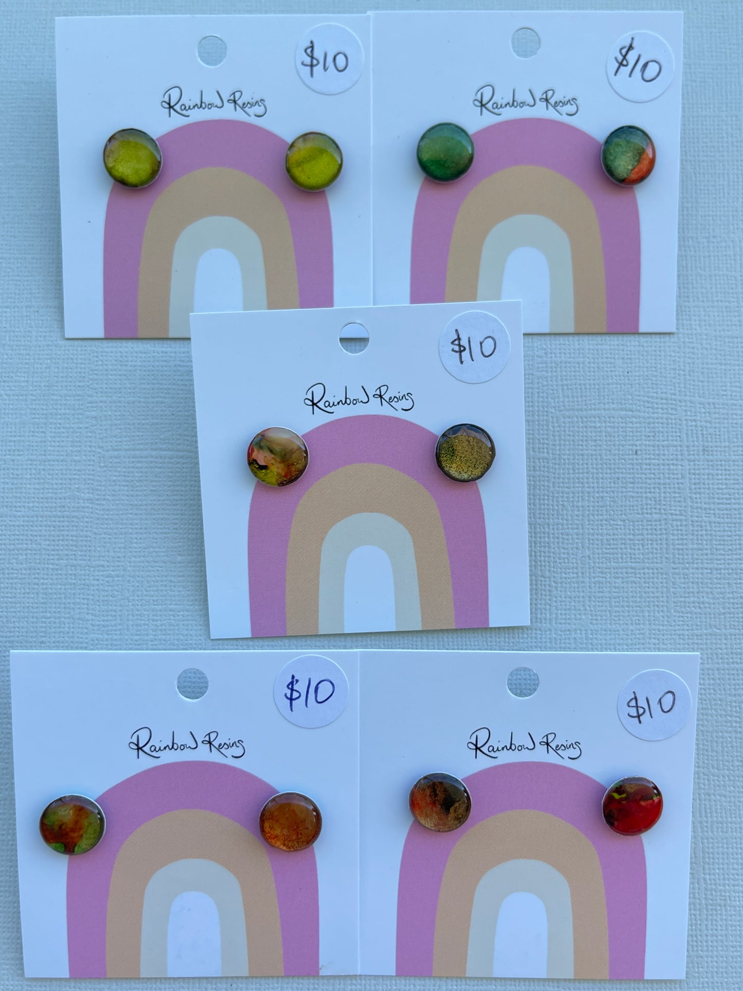 Circle Stud 1.2cm - Christmas Marble