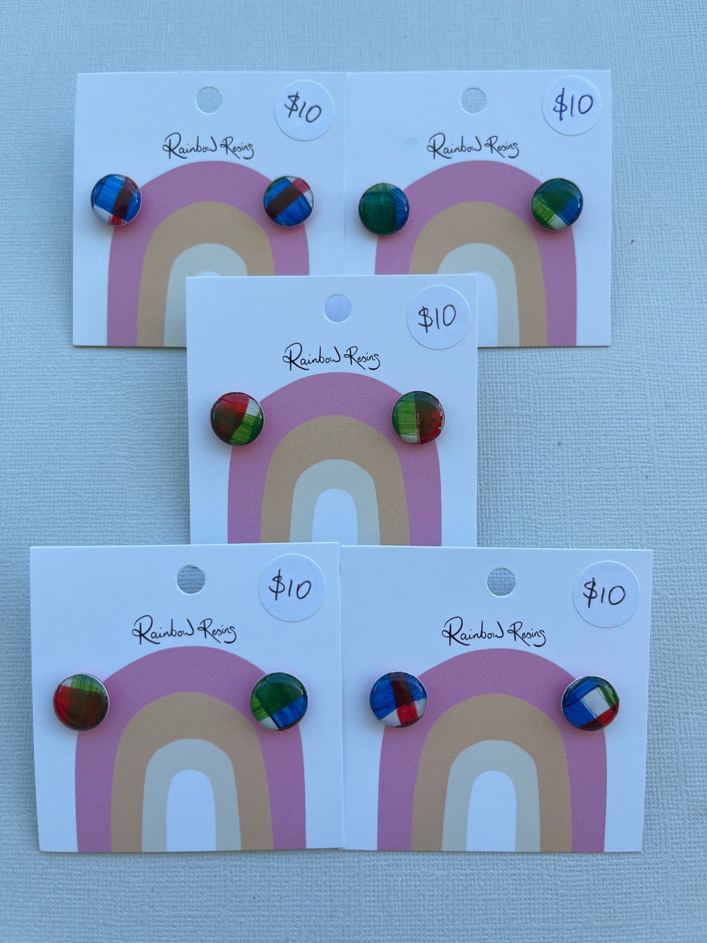 Circle Stud 1.2cm - Tartan