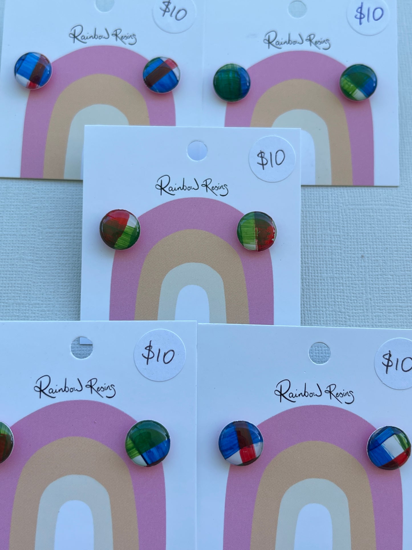 Circle Stud 1.2cm - Tartan