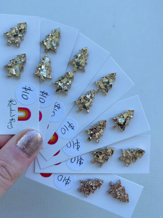 Christmas Tree Stud - Antique Gold