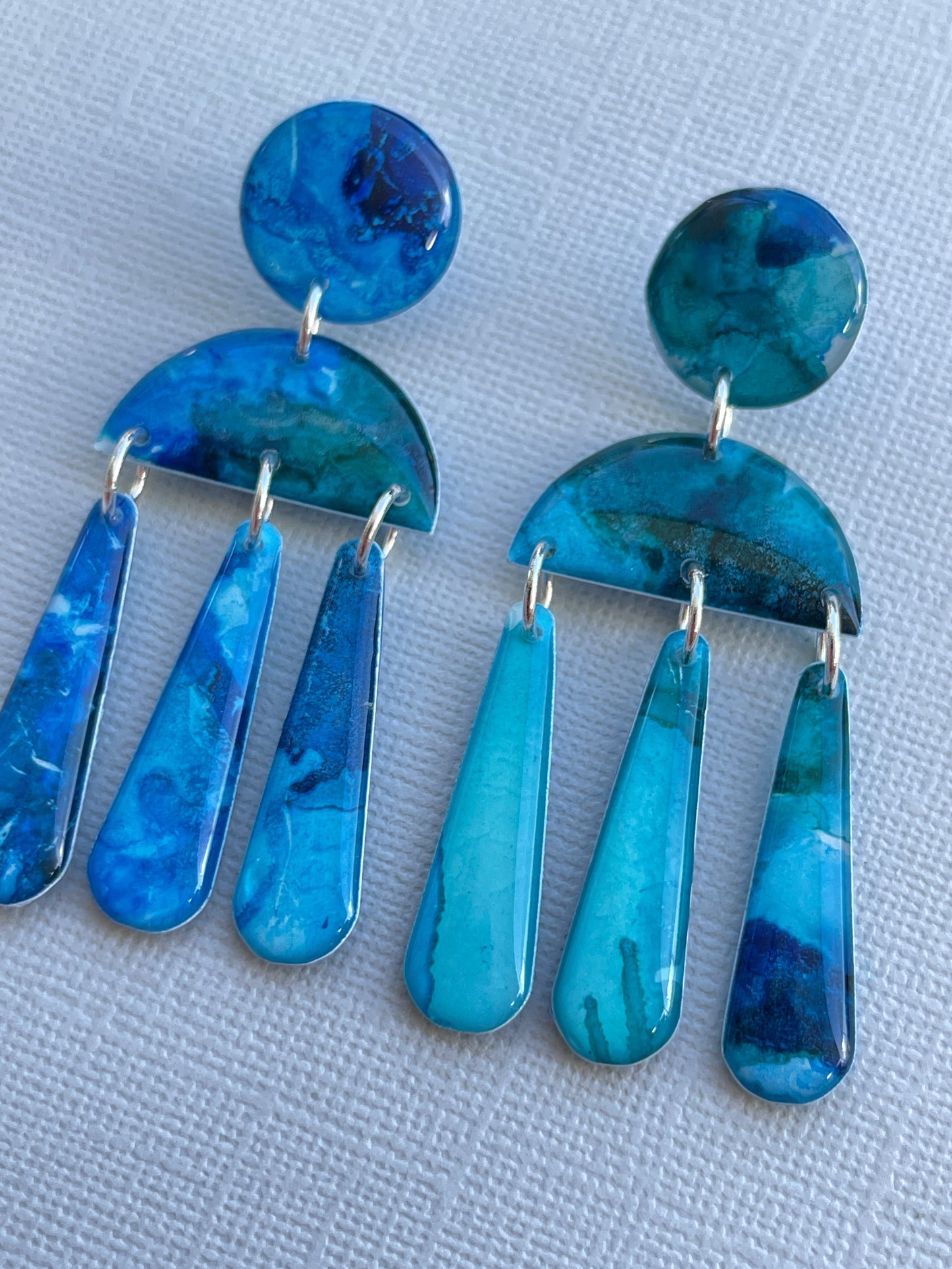 Blue Marble - Stud Dangle