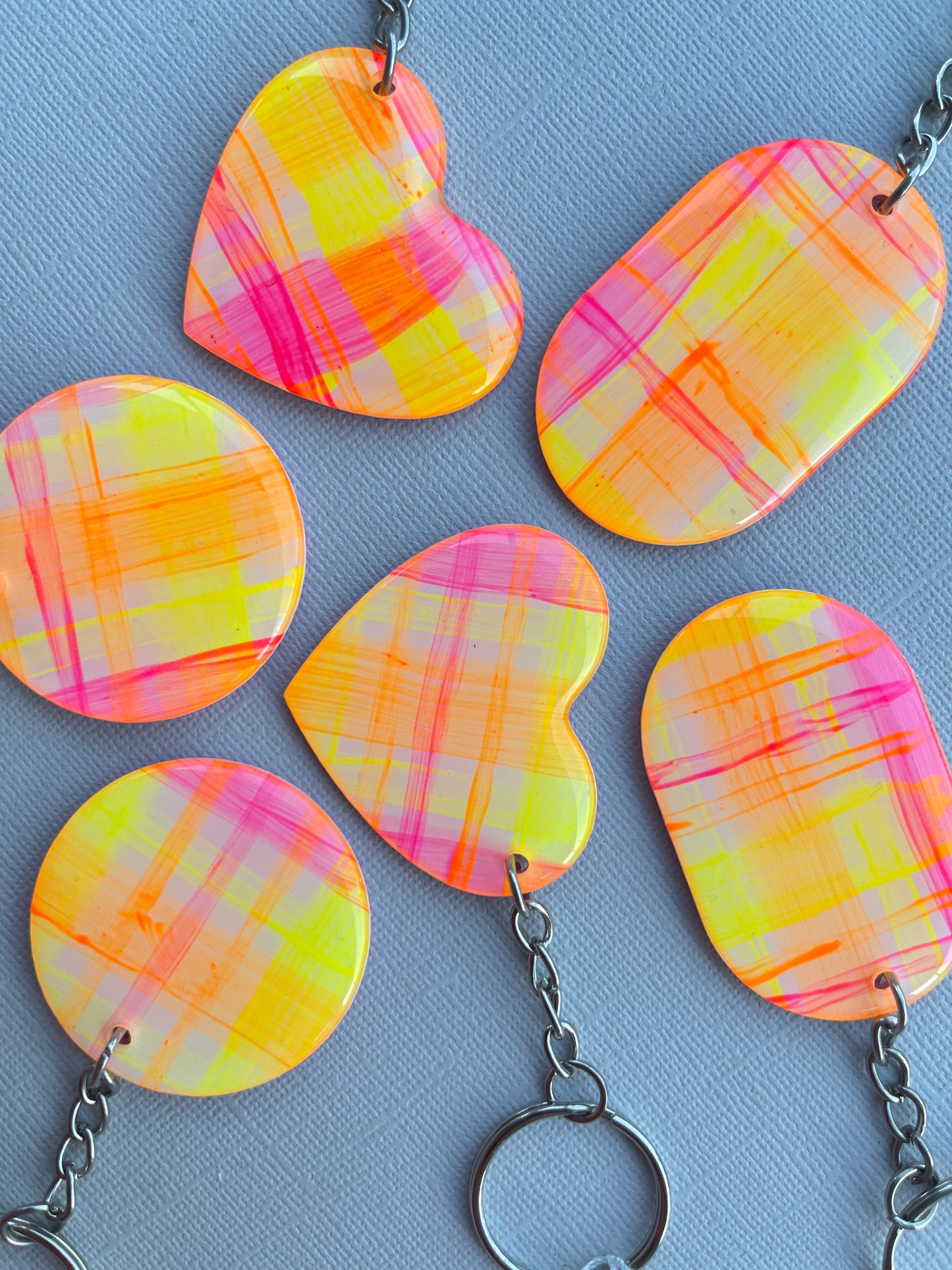 Neon Gingham Keychain