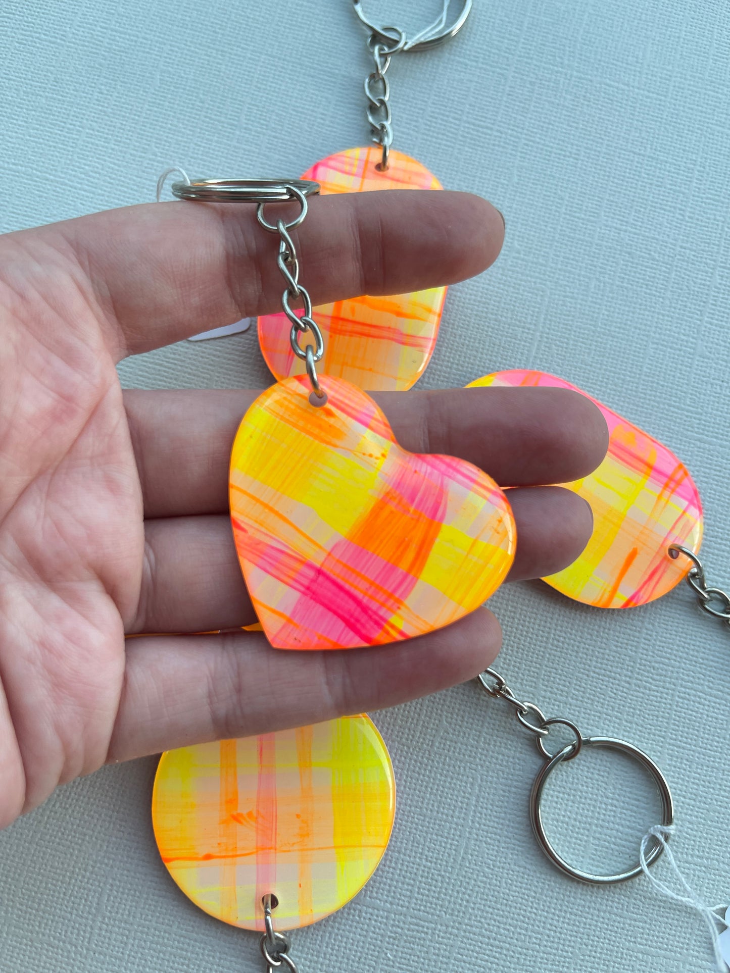 Neon Gingham Keychain