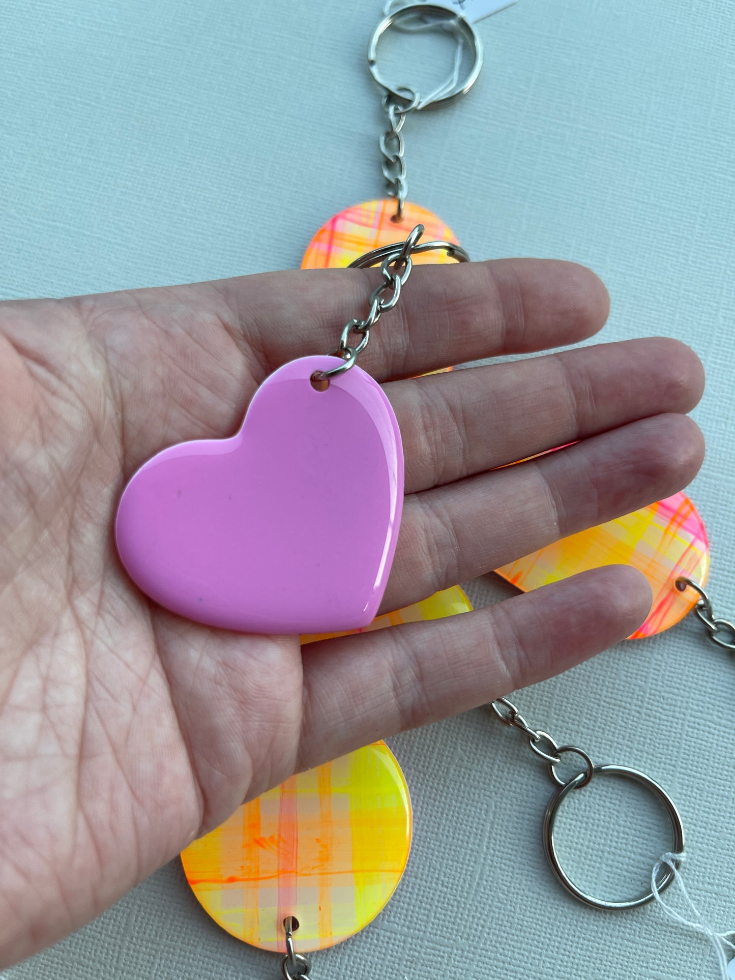 Neon Gingham Keychain