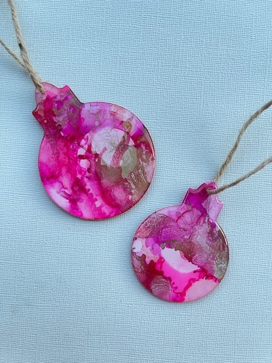 Christmas Bauble Decoration - Pink Marble