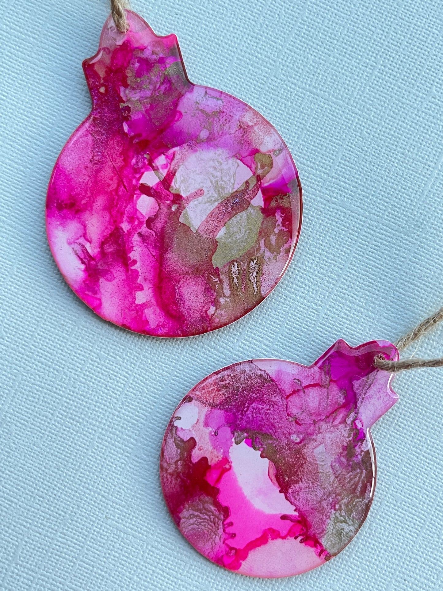 Christmas Bauble Decoration - Pink Marble