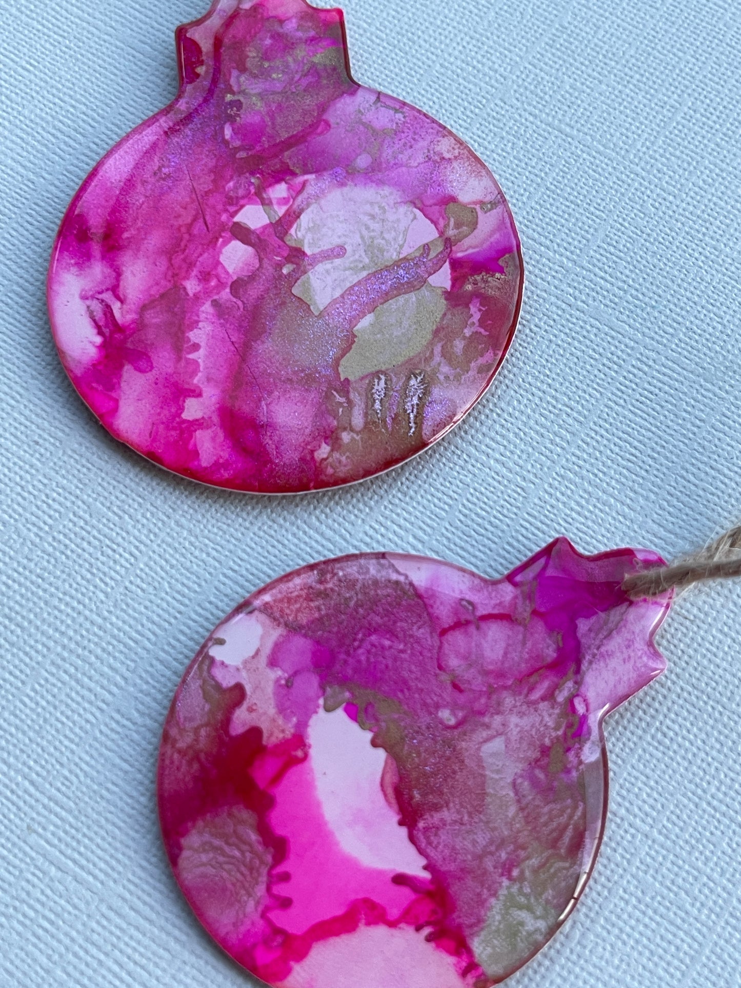 Christmas Bauble Decoration - Pink Marble